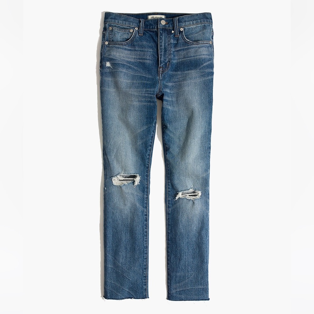 MADEWELL The High-Rise Slim Crop Boyjean: Knee-Rip Edition